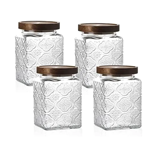 High-End Vintage Glass Airtight Storage Jar Set of 4 Smart