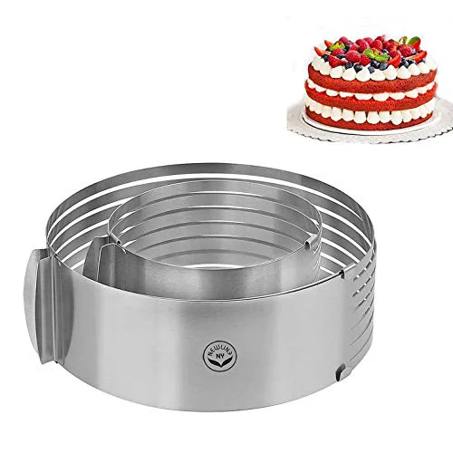 Genuine Stainless Steel Mousse Cake Rings 2 Pieces Cakes Slicer Adjustable Multilayer Circular Molding Plating Forming Round Pastry Rings Modern