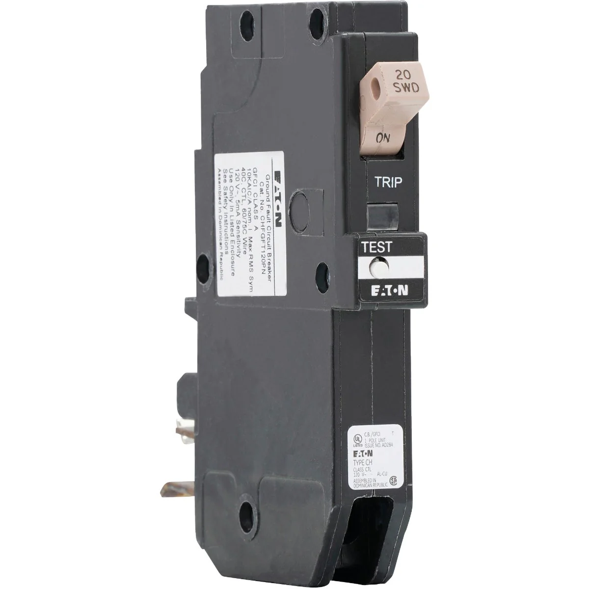 Prestigious Eaton CH 20A Single-Pole GFCI Circuit Breaker Traditional