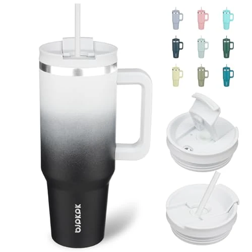 Expertly Made 40 oz Insulated Tumbler with Handle Straw Clean
