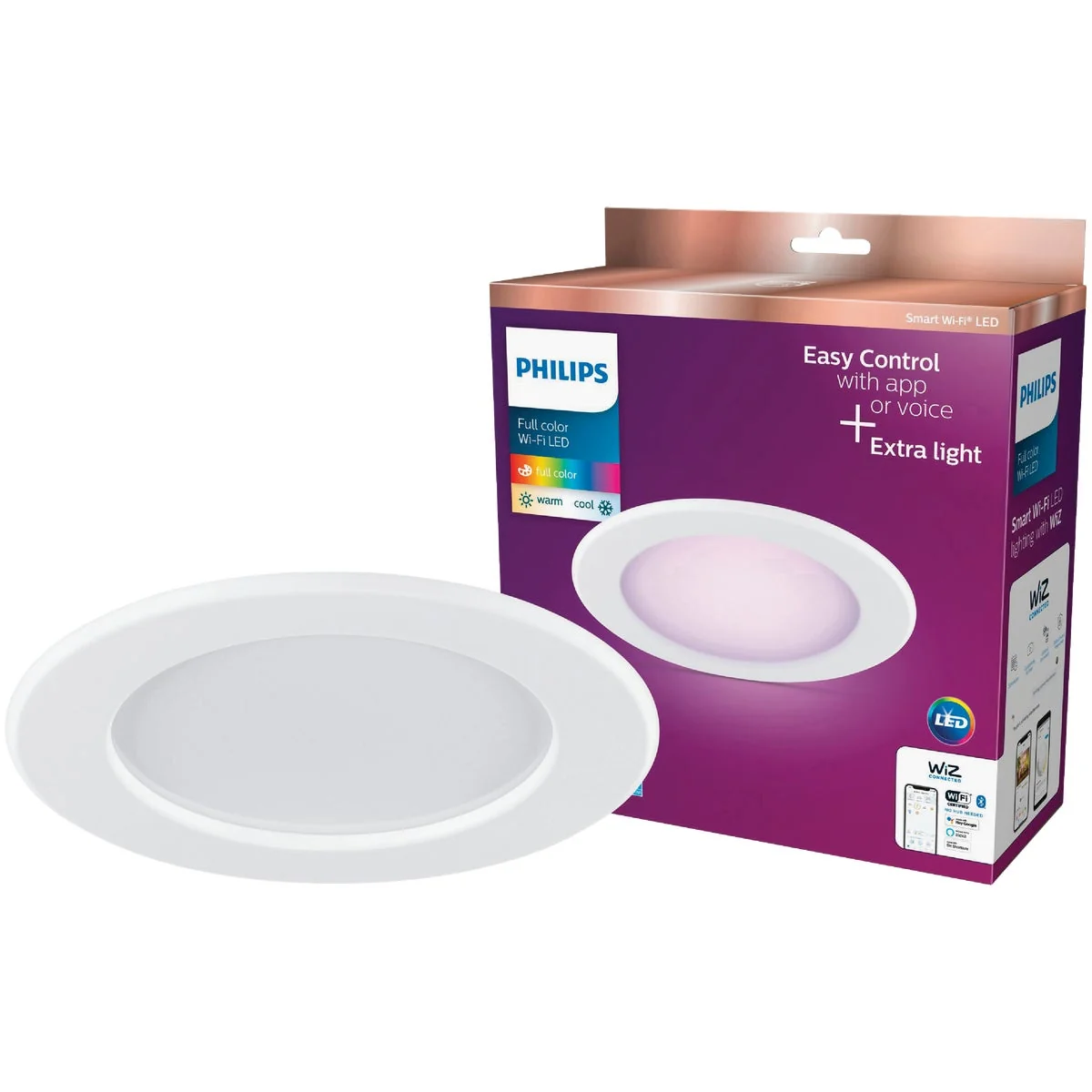 Stylish Philips 6 In. Retrofit IC Rated White Smart Tunable Full Color WiFi LED Recessed Light Kit High-Quality