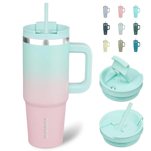 Durable 30 oz Insulated Tumbler with Handle Straw Organic