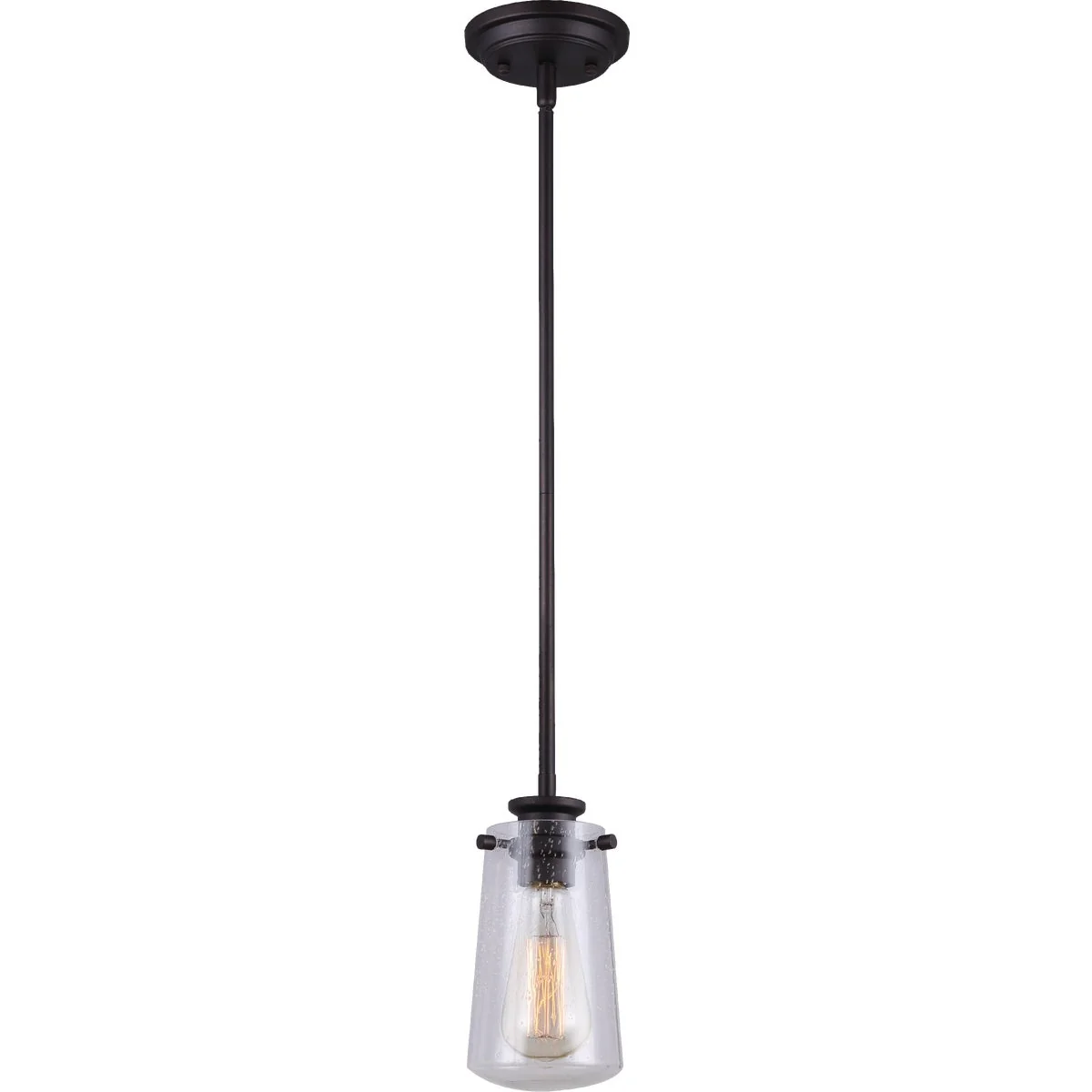 Powerful Home Impressions 1-Bulb Oil Rubbed Bronze Incandescent Rod Pendant Light Fixture Clean