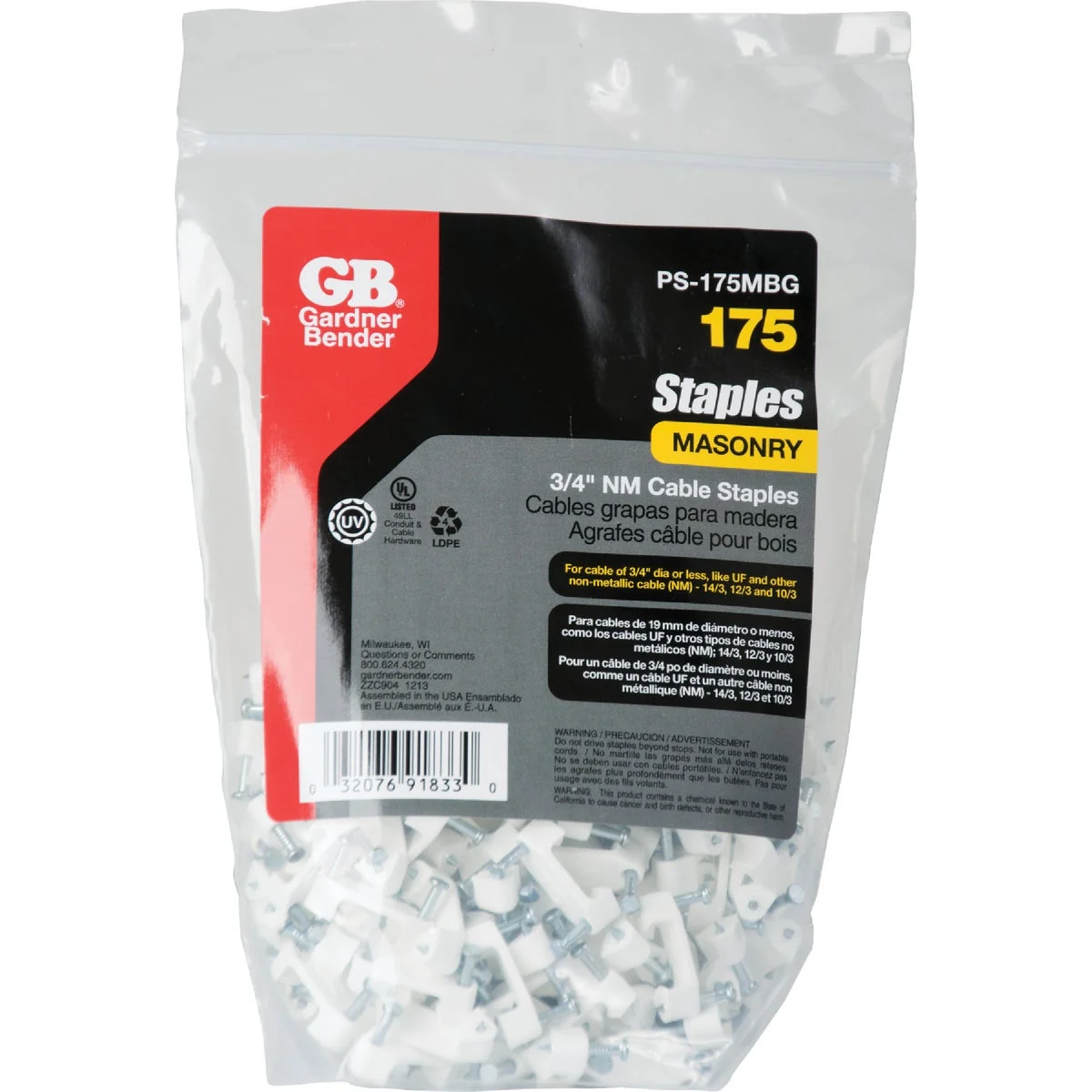 Green Gardner Bender 3 4 In. Polyethylene Cable Staple 175-Count Trendy