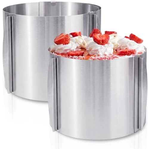 Enhanced 2 Pcs Extra High 15cm Cake Ring 6 to 12 Inch Adjustable Cake Mold 2 Count Carefully Designed
