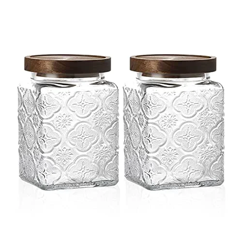 Original Design Vintage Glass Airtight Storage Jar Set of 2 Quality