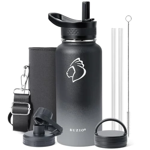 Relaxed 32 oz Water Bottle Insulated with Straw 3 Lids Carefully Designed