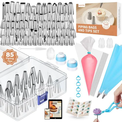 Green 140 Piping Bags and Tips Set Frosting Piping Kit for Beginner Pros Reliable