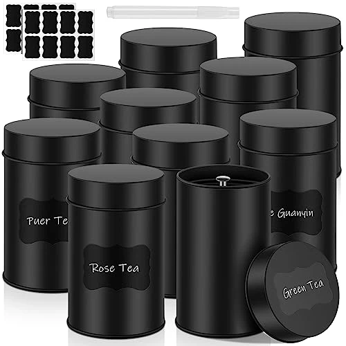 Functional 10Pcs Tea Tin Canisters 16oz Metal Storage with Airtight Double Lid 10 Count Trendy
