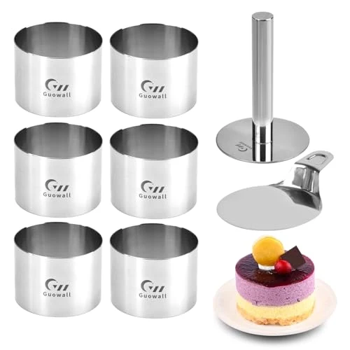 Artisan 6 pcs Seamless Cake Ring Mold Set 3 inch Stainless Steel Round Cake Cutter Food Pastry Mousse Mold for Baking First-Class