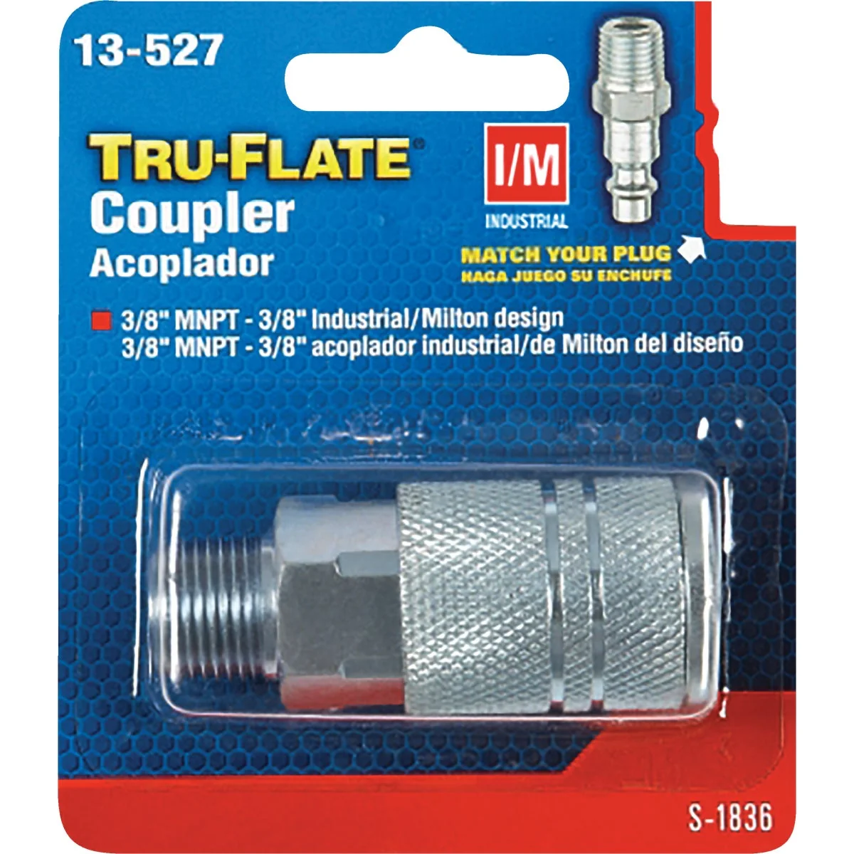 Detailed Tru-Flate Industrial Milton Series Push-to-Connect 3 8 In. MNPT Coupler Durable