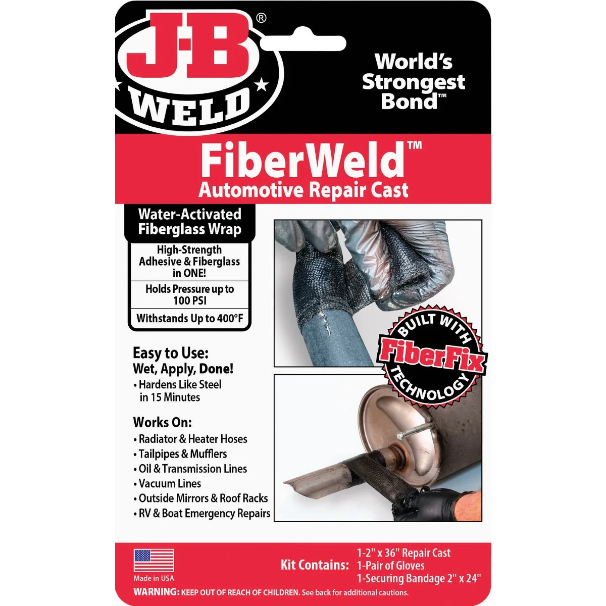 Traditional J-B Weld FiberWeld Permanent Repair Cast 2 In. x 36 In. Black Fiberglass Wrap Optimized