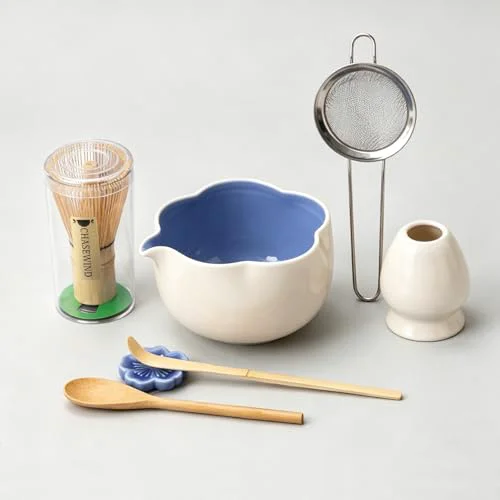Superior Matcha Set 8Pcs Floral Ceramic Matcha Kit with Matcha Whisk Durable