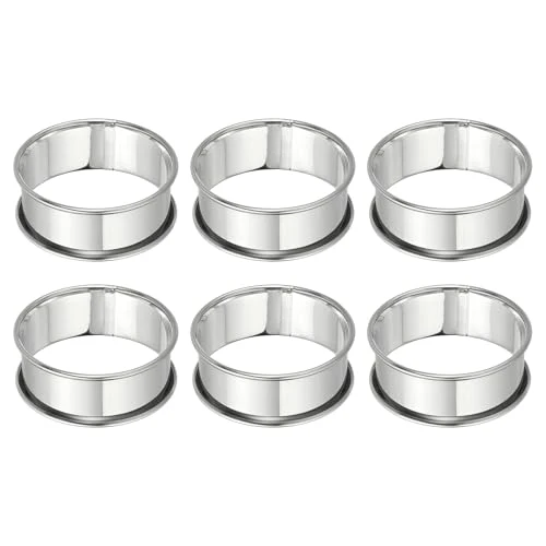 Official 6pcs Crumpet Rings 2.36 Nonstick Round Cake Ring Stainless Steel Double Rolled English Pastry Rings for Kitchen Baking Crumpet Dessert 6 Count Premium