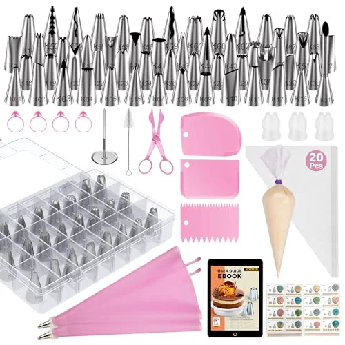Long-Lasting 90 Piping Bags and Tips Set Frosting Piping Kit for Beginners Pros 90 Count Optimized