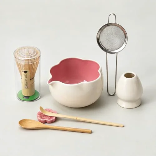Powerful Matcha Set 8Pcs Floral Ceramic Matcha Kit with Matcha Whisk Modern