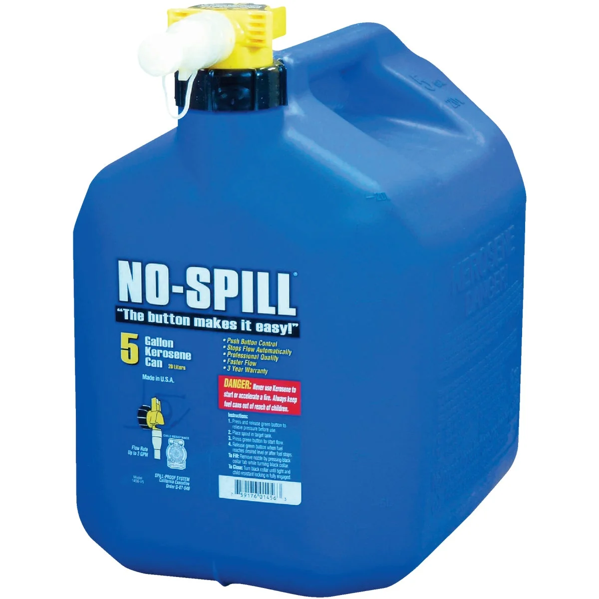 Fine No-Spill 5 Gal. Plastic Kerosene Fuel Can Blue Unique