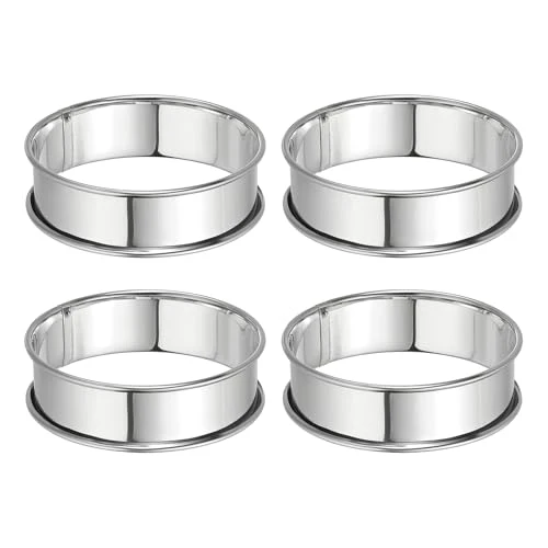 Proven 4pcs Crumpet Rings 3.15 Nonstick Round Cake Ring Stainless Steel Double Rolled English Pastry Rings for Kitchen Baking Crumpet Dessert 4 Count Luxury