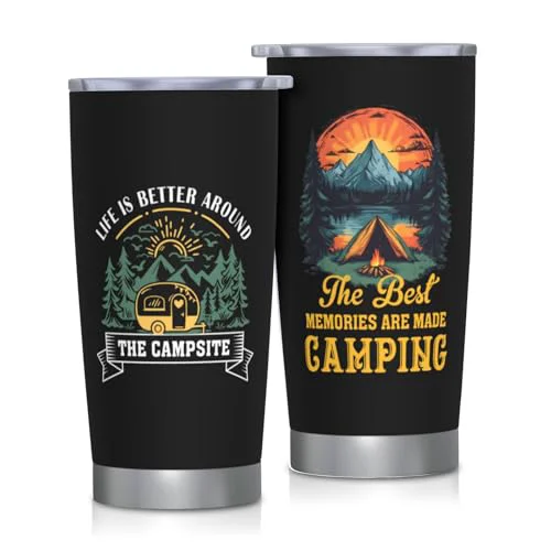 Elite Camping Gifts for Men Women Tumbler 20oz 20 Count Natural
