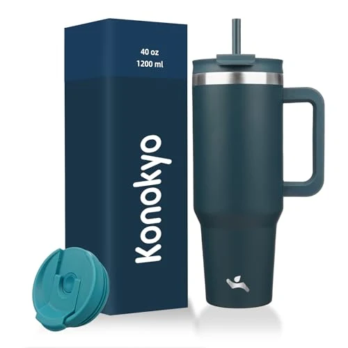 Smart 40 oz Insulated Tumbler Water Bottle with Handle Soft