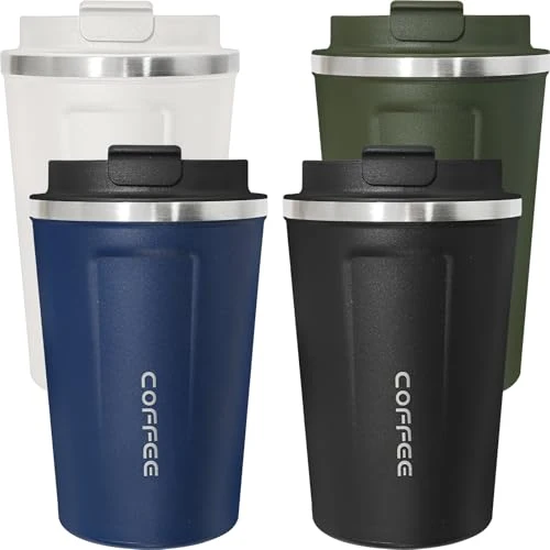 Innovative 4 Pack Travel Coffee Mug 12oz Insulated Coffee Cup with Lid 4 Count High-Performance