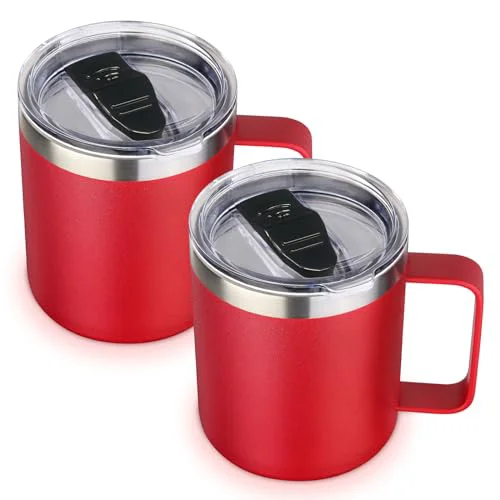 Outstanding 14oz Insulated Stainless Steel Coffee Mug with Lid Bulk 2 Pack 2 Count Environmentally Friendly