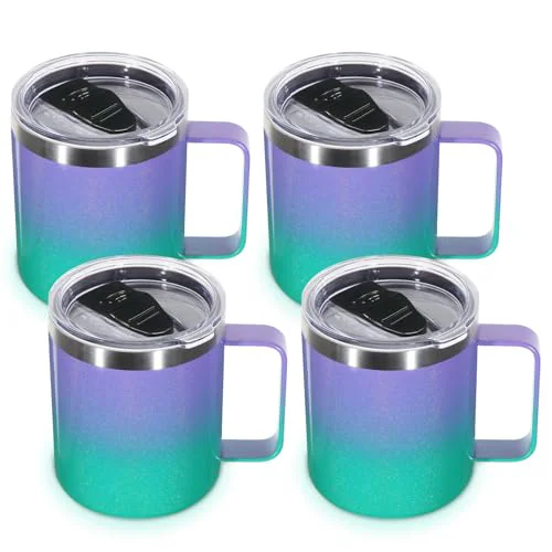 Carefully Designed 14oz Insulated Stainless Steel Coffee Mug with Lid Bulk 4 Pack 4 Count High-Quality