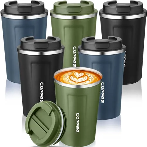 First-Class 6 Pack Travel Coffee Mugs 12oz Insulated 6 Count Solid