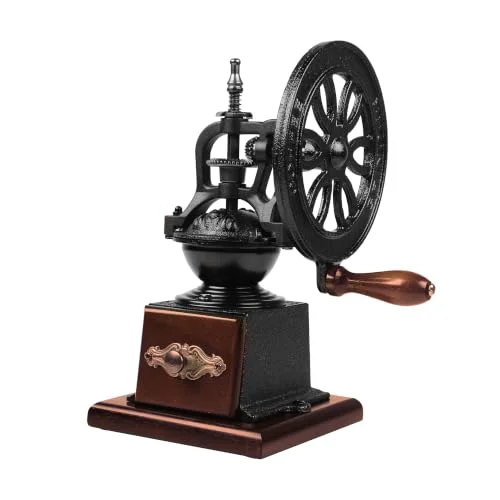 Elegant Antique Cast Iron Coffee Grinder Hand Crank Flywheel Outstanding