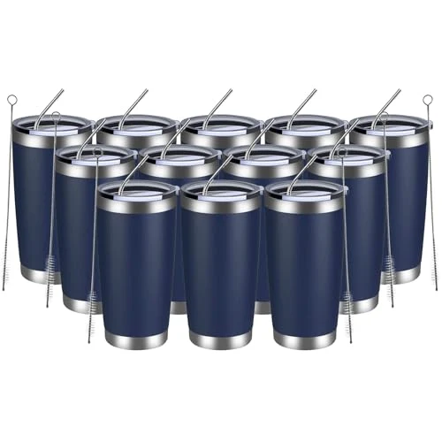 Next-Generation 20oz Tumbler 12 Pack Double Wall Vacuum Insulated Travel Mug Bulk 12 Count Consistent