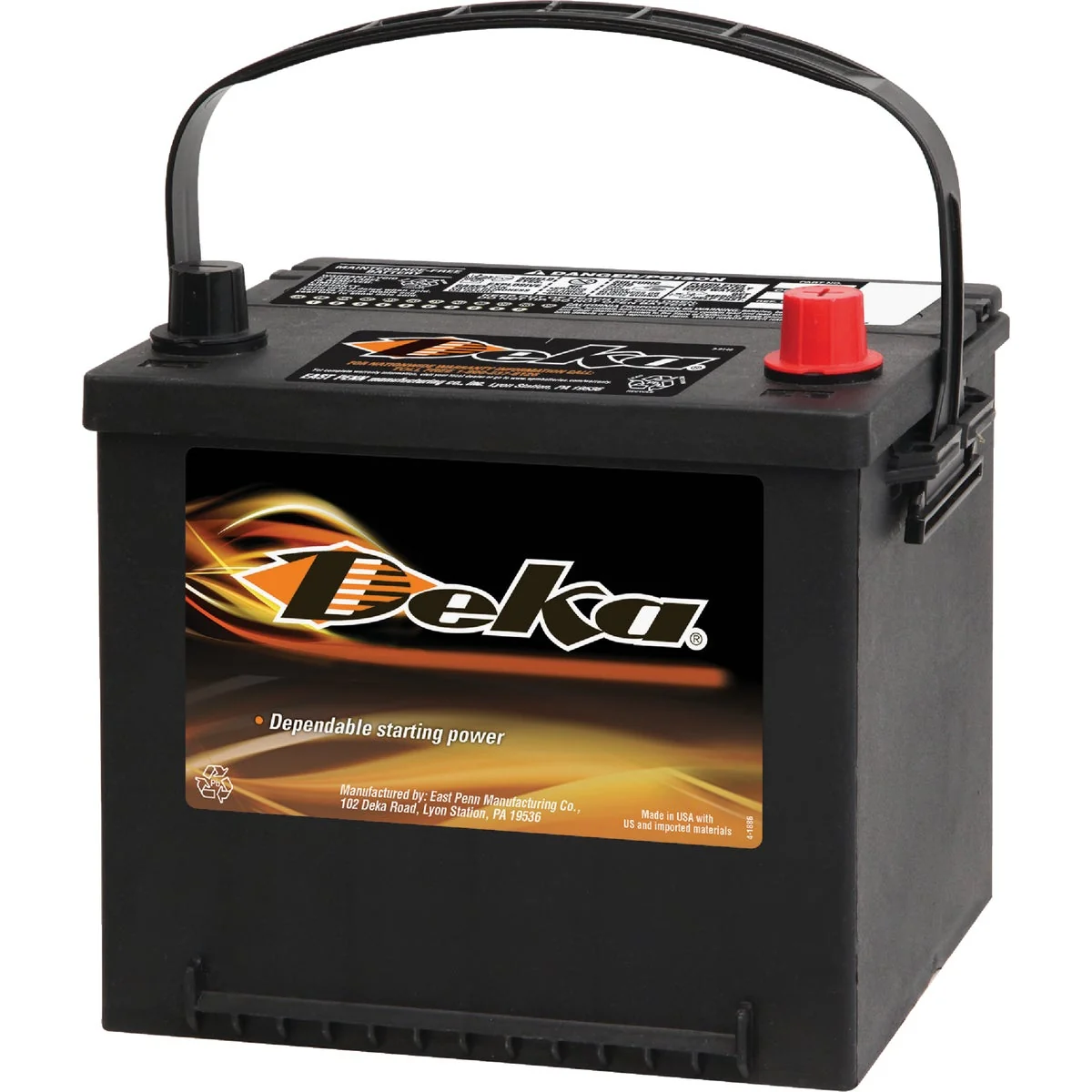 Secure Deka Premium 12-Volt 540 CCA Generator Automotive Battery Top Post Right Front Positive Terminal Superior