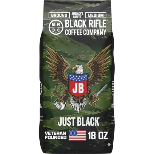 Excellent Black Rifle Coffee Medium Roast Ground Coffee Just Black 18 oz 18 Ounce Easy-to-Use