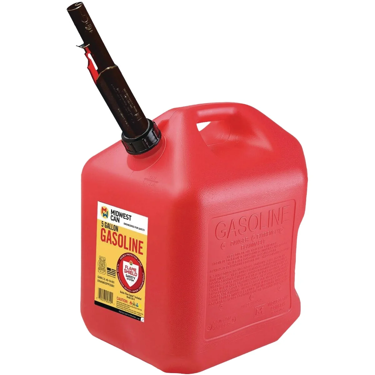 Innovative Midwest Can 5 Gal. Plastic Auto Shut Off Gasoline Fuel Can Red Premium Material