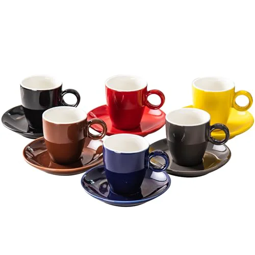 Recyclable 2.5oz Espresso Cups with Saucers Set Eco-Friendly