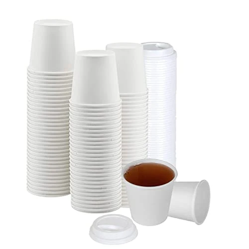 Practical White Disposable Paper Coffee Cups with Lids 25 Count Fine Crafted
