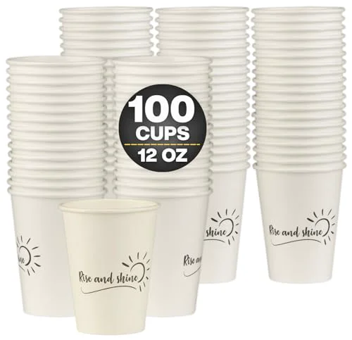 Trendy Disposable Coffee Cups 100 Count High-Grade