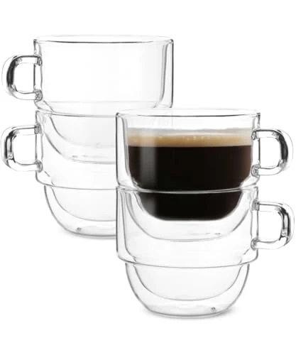 Premium Material BTaT Double Walled Stackable Glass Coffee Mugs Safe