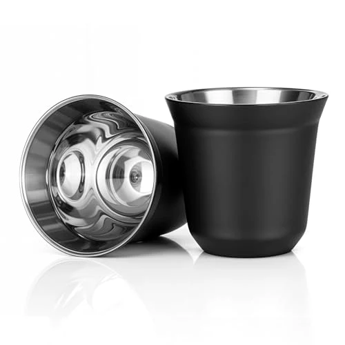 Breathable 80ml Stainless Steel Espresso Cups Set 2 Count High-End