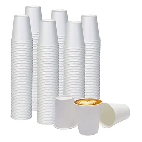 Minimalist White Disposable Paper Coffee Cups 100 Count Responsible