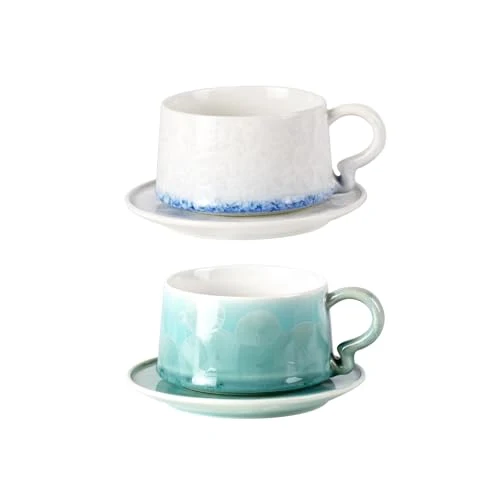 Professional Tea Cups and Saucers Set of 2 2 Count Quality
