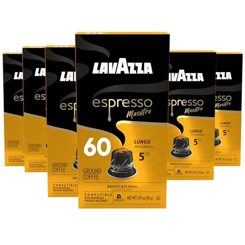 Eco-Friendly Espresso Maestro Lungo Aluminum Capsules Compatible with Nespresso Machines 60 Count Luxury