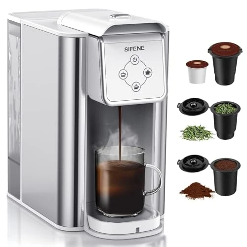 Superior 3-in-1 Single Serve Drip Coffee Machine Compact K-Cup K-Pod Compatible Brewer for Ground Coffee Tea 50oz Removable Water Reservoir Multiple Brew Sizes Auto Shut-Off Top-Quality