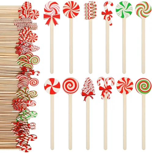 Classic 120 Pcs Christmas Coffee Stirrers Wooden Stir Sticks High-End