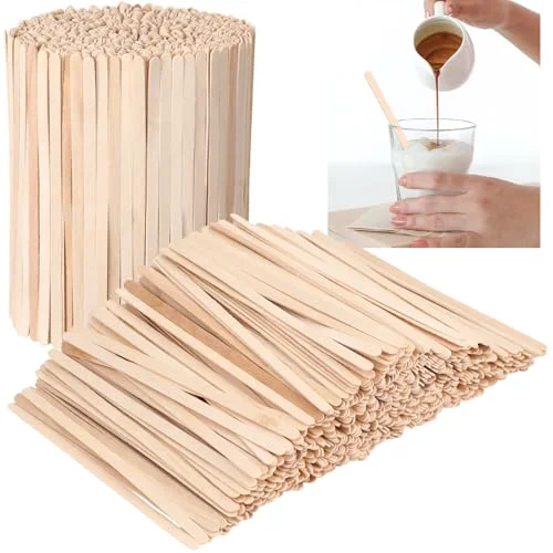 Refined 4000 Pack Birch Wood Coffee Stir Sticks 5.5 Inch Disposable Wooden Coffee Stirrers Bulk Long Tea Stirring Stick Round End Swizzle Beverage Mixer for Cocktail Hot Chocolate Drink Summer 4000 Count Next-Generation