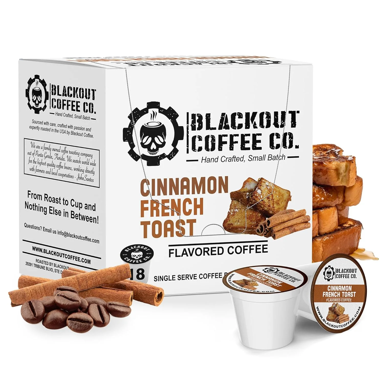 Efficient Blackout Coffee Cinnamon French Toast Flavored Pods – Freshly Roasted in the USA – K-Cup Compatible Single-Serve Coffee Pods 18 Count Casual