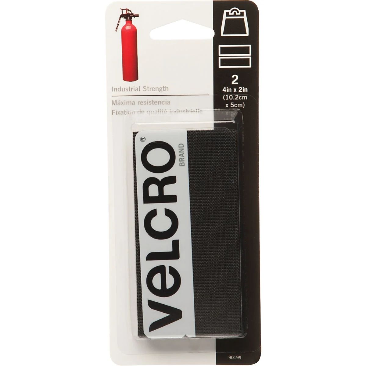 Organic VELCRO Brand 2 In. x 4 In. Black Industrial Strength Hook Loop Strip 2 Ct. Easy-to-Use