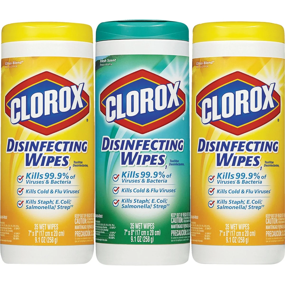 Green Clorox 35-Count Lemon Disinfecting Cleaning Wipes Tub 3-Pack Premium Material