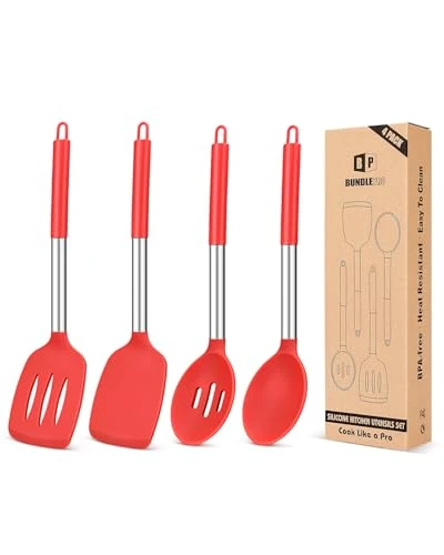Soft Pack of 4 Silicone Cooking Utensils Set 4 Count Excellent