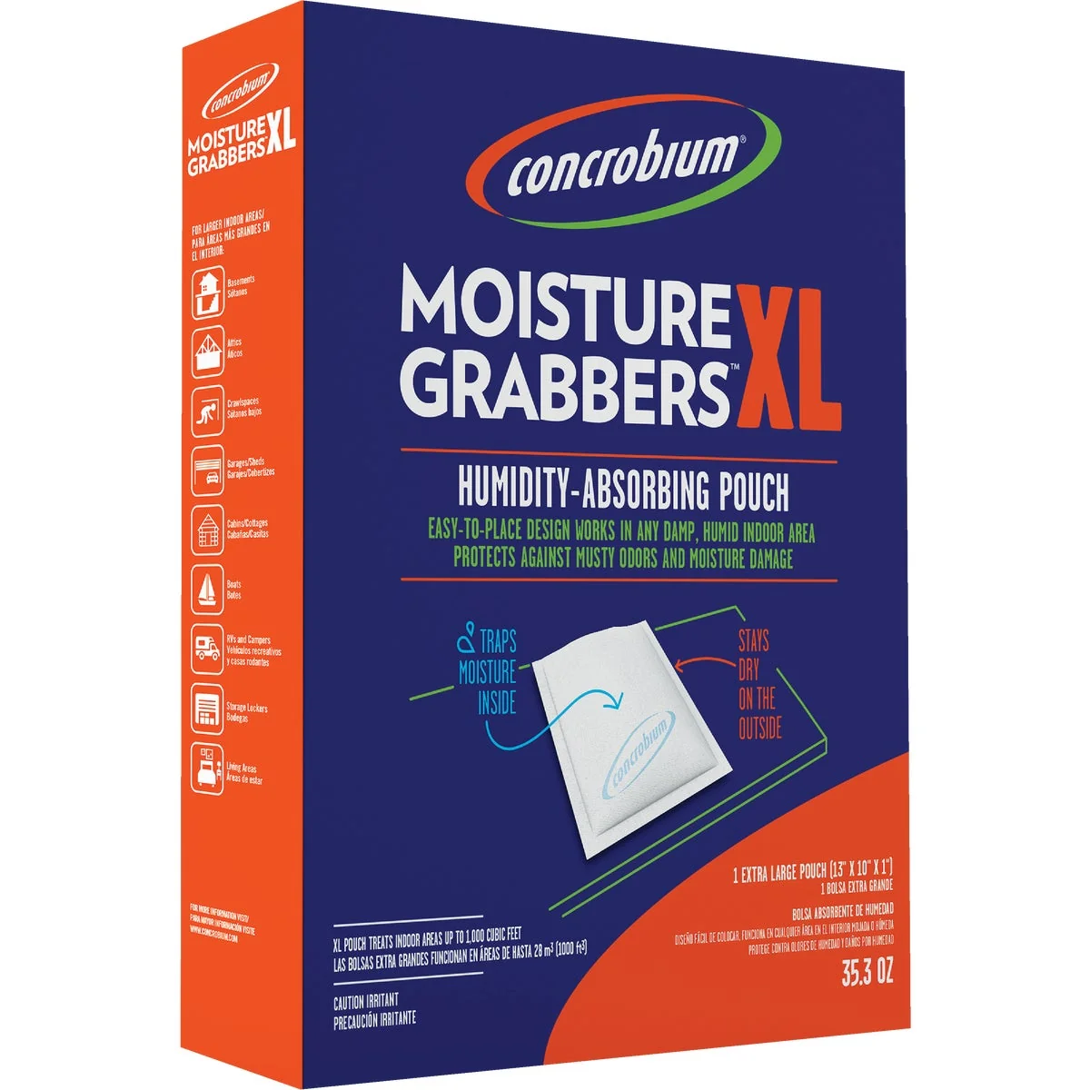 Artisan Concrobium Moisture Grabbers 35.3 Oz. XL Humidity Absorbing Pouch For Large Areas 1-Pack Original
