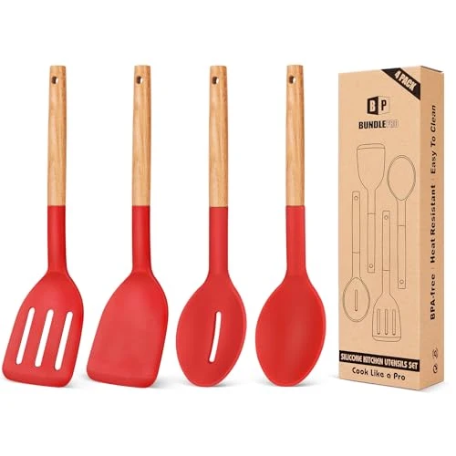 Elegant Pack of 4 Silicone Cooking Utensils Set 4 Count Long-Lasting